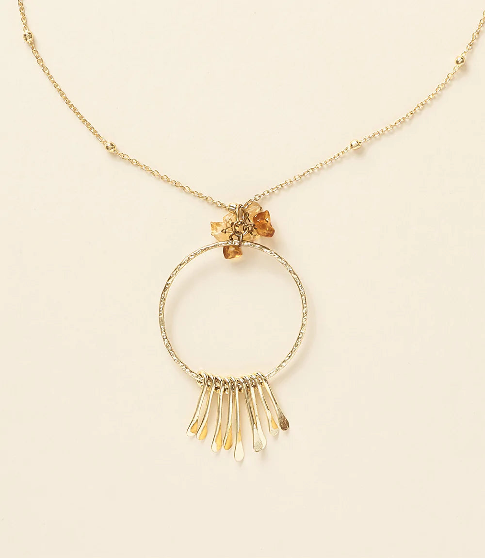 Ridhi Citrine & Sunstone Fringe Necklace