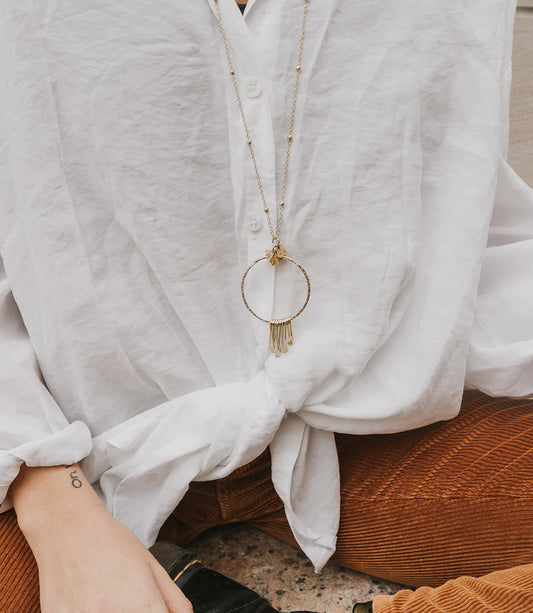 Ridhi Citrine & Sunstone Fringe Necklace